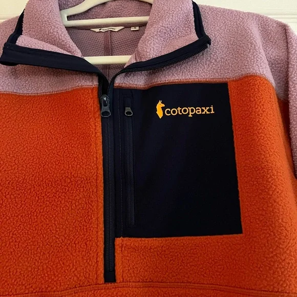 Cotopaxi/Abrazo Women’s NWOT Color block Plum/Cayenne Fleece Pullover Half-Zip S - Picture 3 of 6